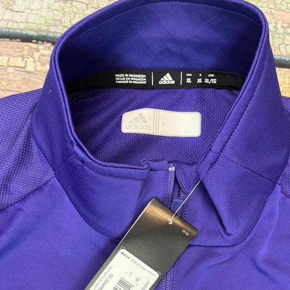 NWT 18. Adidas Collegiate Purple/Bl L 1/4 Zip graphic Co Climalite Dry - Picture 2 of 7